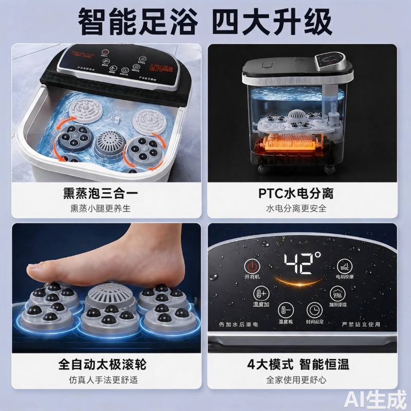 Electric Foot Bath Bucket, Con - Spa Massager recension och pris